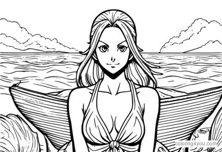 farvelægningsside af Nami fra One Piece Anime Illustration