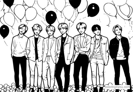 Halaman mewarna fanart NCT Dream bersama semua ahli