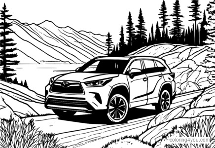 Toyota Highlander ag tiomáint síos bóthar sléibhe