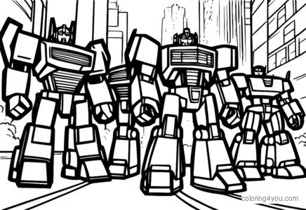 Transformers Rescue Bots team, coloring pages