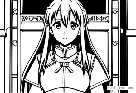 Σελίδα χρωματισμού Young Asuna Yuuki από το Sword Art Online