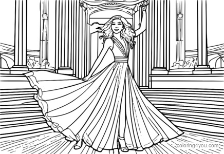 Zendaya as Chloe Lukasiak in the Titanic-inspired scene coloring page