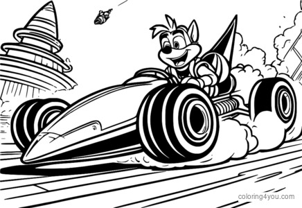 Coloriage - Fusée Nitro-Fueled Gene de Crash Team Racing