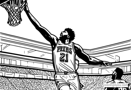 Dibujo de Joel Embiid mojando a los Philadelphia 76ers para colorear