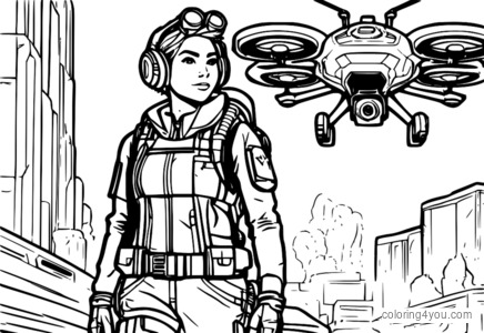 Lifeline จาก Apex Legends ยืนอยู่กับ Medic Drone ของเธอ