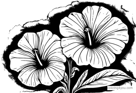 Petunia flower ջրաներկ գունազարդման էջ