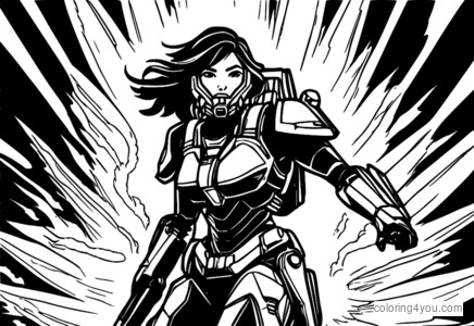 Ilustrasi letupan meriah Pharah dari Overwatch