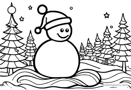 Coloring page of a worm in a Christmas setting