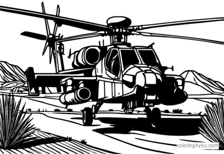 AH-64 Apache helicopter coloring page