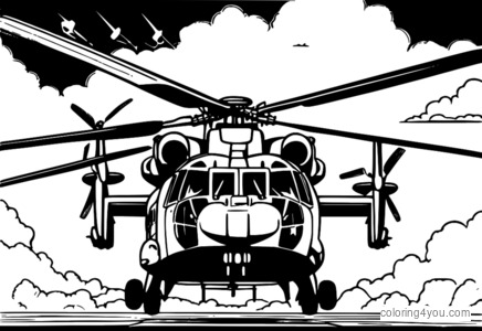 CH-47 Chinook-helikopter met zware wapens, tegen een dramatische lucht