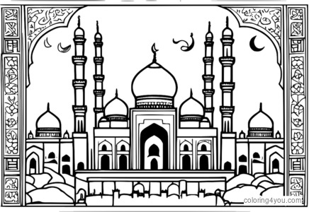 Desenho de Cena de entrega de presentes de Eid al-Fitr para colorir