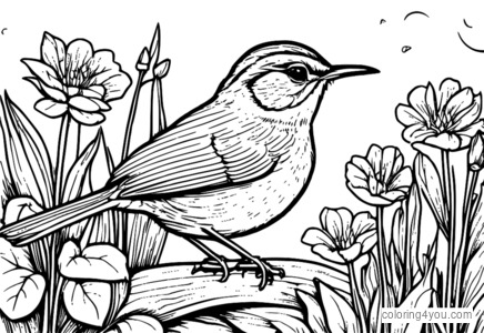 Happy wren ilustrācija dārzā