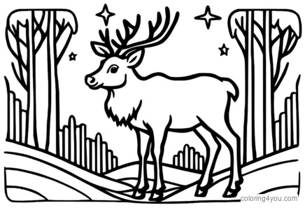 Reindeer and Santa Claus coloring page