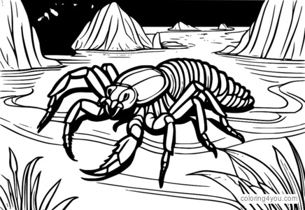 Coloring pages of scorpions with detailed features