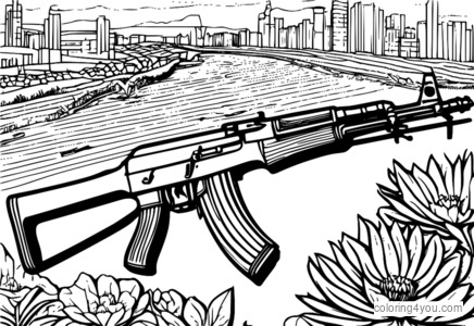 AK-47 World War II coloring page