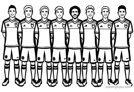 Desenho de Jogadores do time de futebol do Atlético Nacional para colorir