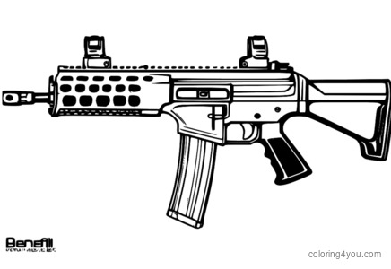 Malvorlagen für militärische taktische Ausrüstung der Benelli M4-Schrotflinte