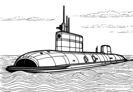 Vista lateral do submarino classe Borei com compartimento de mísseis e tubos de mísseis Bulava