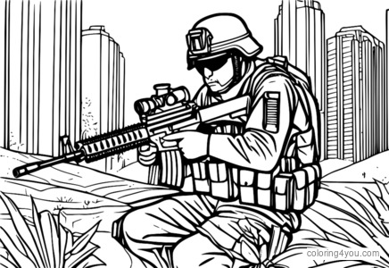 FN Minimi machine gun coloring page