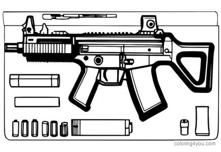 ਕਦਮ-ਦਰ-ਕਦਮ ਹੈਕਲਰ ਅਤੇ ਕੋਚ MP5A2 ਰੰਗਦਾਰ ਪੰਨਾ