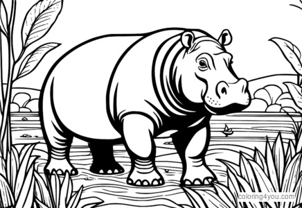 Coloriage Hippopotame pour Colorier