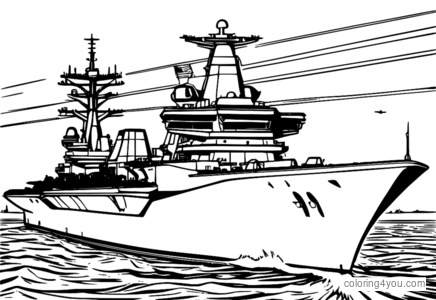 HMS Queen Elizabeth Phalanx CIWS coloring page with F-35B plane