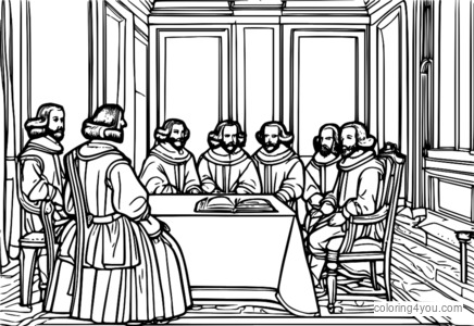 Las Meninas art coloring page. King Philip IV, Velazquez art, Las Meninas figurative.