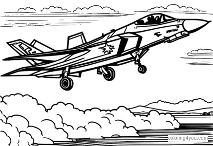 Lightning II F-35B fighter jet coloring page for kids and adults