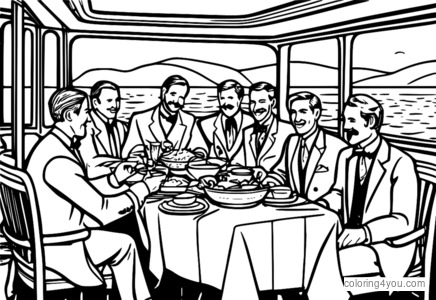 ரெனோயரின் 'Luncheon of the Boating Party' பற்றிய வண்ணப் பக்கம் மற்றும் கல்வி உள்ளடக்கம்