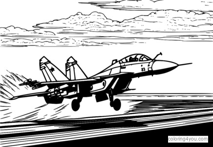 Coloriage d'avion de combat MiG-29K pour enfants et adultes