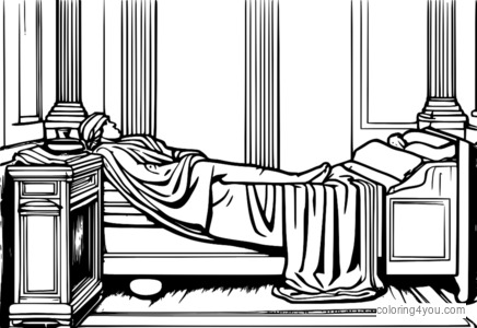 Minimalist The Death of Marat - coloring page