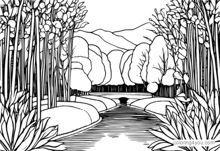 Monet-style coloring pages of Eucalyptus leaves