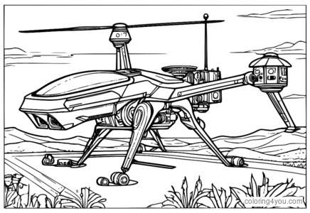 Ilustrasi drone perang elektronik Moskito kanthi komponen elektronik sing rumit