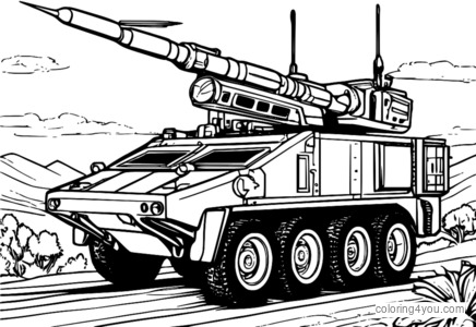 Technische Zeichnung und Malseite von Pantsir-S1