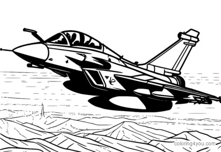 farverig illustration af et Rafale-jagerfly i angrebstilstand