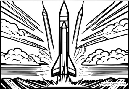 Scud Missile in flight with detonation explosion