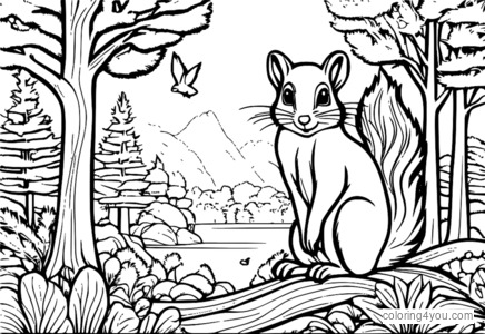 Spruce tree coloring pages with wildlife and conservation message