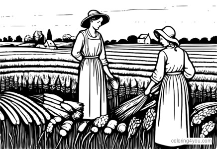 spalvingas „The Gleaners“ vaizdavimas, gražus realizmo atvaizdas.