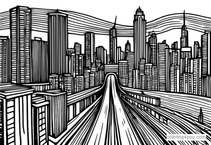 Ang Scream city, urban, modern, coloring page, art