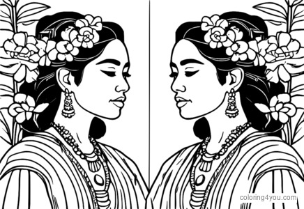 Desenho de Surrealismo de Duas Fridas para colorir