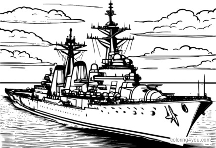 USS Missouri Battleship sa 16-inčnim topovima i projektilima