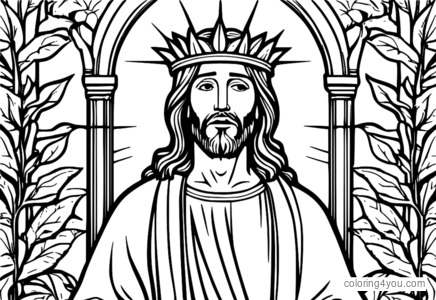 Vine and The Crowning with Thorns coloring page