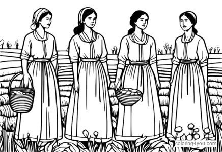 Captor portrayal of the three peasant women from The Gleaners.